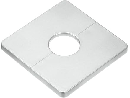 M METERXITY 1-Pack Wall Split Flange, ABS Square Self-Adhesive Escutcheon Plate Cover Buckle for 25 mm/0.98 in Dia Pipe Accessories/Floor/Ceiling, Plumbing Cover Plates [Silver,7mm/0.28in H]