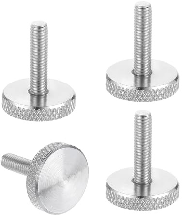 sourcing map M5x20mm Knurled Thumb Screws, 304 Stainless Steel Flat Head Thumb Screws Metric Diamond Knurled Head Bolts Grip Knobs Hand Tighten Thread Fasteners, 20mm Dia. 4 Pcs