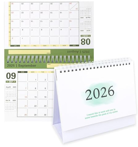 Tischkalender 2025 Quer Kalender 2025 2026 Stehkalender 2025 A5 Querformat, Kalender für Erzieher, Monatsübersicht & Jahresplaner, Ideal für Büro, Schule, Alltag, Arbeit, Studium (Grün)