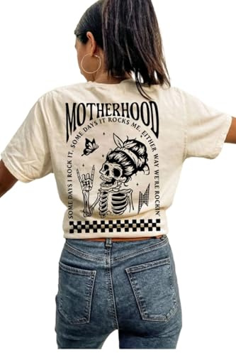 Giftifymama Nursing Shirts Maternity Tops for Women Zipper Summer Breastfeeding T-Shirt Pregnancy Clothes Friendly Beige M