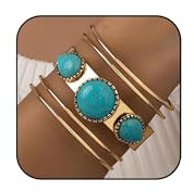 YANCHUN Western-Manschetten-Armbänder für Damen, goldfarben, Westernschmuck, türkis, Manschettenarmbänder für Damen, trendiges Boho-Outfit, Kleider 2025, Metall, Kein Edelstein