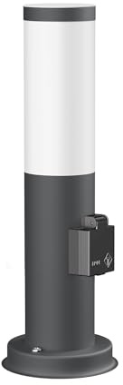 ledscom.de Wegelicht Pollerleuchte Gartenleuchte PORU Sensor außen IP44 38cm anthrazit 1xE27 max.15W Steckdose