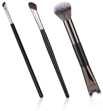 BOXOB 3pcs Sculpting Dual-End Nose Brush, Black U-Shaped 2-in-1 Noses Contour Brushes Angled Makeup Brush Nose Double Ended Shadow Shaper for Sculpting Highlighting Defining