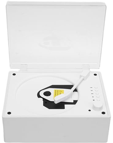 Fockety Lecteur CD Portable, Valise de Télécommande Rétro Bluetooth 5.0 avec 2 Haut-parleurs Stéréo Intégrés, Lecture USB, Aux in, pour la Maison, Voiture, étude (Couleur de Grain de Bois Blanc)