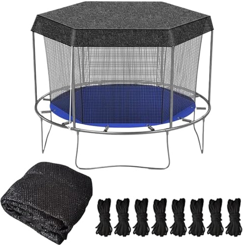 Qkbuza Fundas para cama elástica de 6/8 postes, cubierta protectora plegable para trampolín, cubierta rectangular resistente al agua, a prueba de polvo, accesorios para patio trasero al aire libre