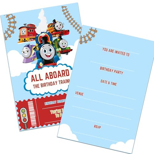 Train Engine Kids Party Invites Birthday Invitations & Envelopes (WRITE ON) (20 with envelopes)