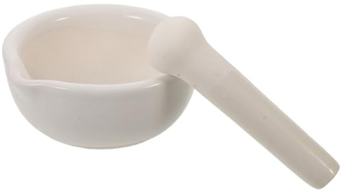 FONDOTIN Mortaio e Pestello in Ceramica 10 CM con Base Antiscivolo Ciotola per Macinare Spezie Cereali e Noci Macinacaffè Portatile per Cucina e Preparazioni Alimentari