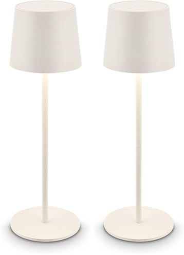 Briloner - Lampada da tavolo a LED senza fili IP44 con touch, dimmerabile, batteria ricaricabile, USBC, lampada da scrivania senza fili, lampada da comodino ricaricabile, 11x33 cm, bianco