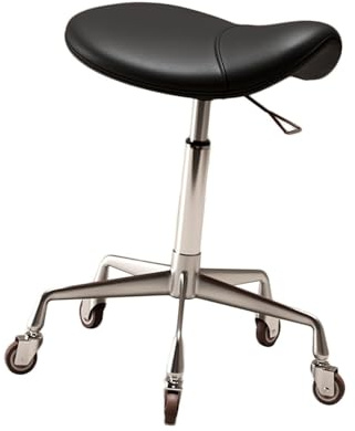 Ergonomisk sadelpall med justerbar höjd, 360° svängbara och tysta hjul för kontor, hem, salong och labb användning