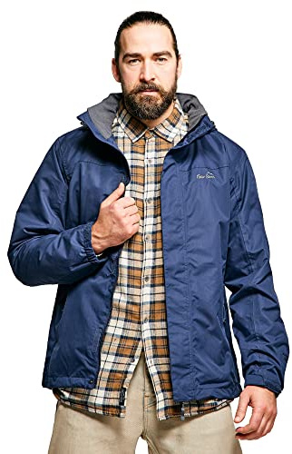 Peter Storm Men’s Downpour 2-Layer Jacket with Rollaway Adjustable Hood, Waterproof, Breathable & Lightweight Raincoat (UK, Alpha, XL, Regular, Regular, Blue)