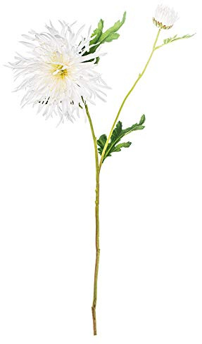 EUROCINSA Ref.92520C01 CRISANTEMO Blanco Y Hojas Verdes, Caja de 12uds, 73cm