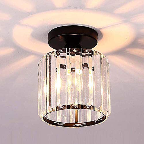 Mengjay Lustre en cristal moderne Éclairage LED Plafonnier Plafond Luminaire Suspension Luminaire pour Salle à Manger Salle De Bains Chambre Salon,Noir
