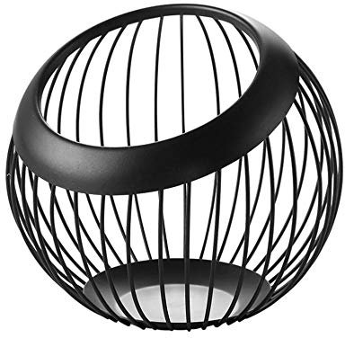 QWEA Fruttiera Centrotavola, Fruttiera Centrotavola Grande, Porta Frutta Nero Opaco Moderno in Decorazione Metallo Cestino per Portafrutta da Tavolo Cestini per Pane Verdura Spuntino