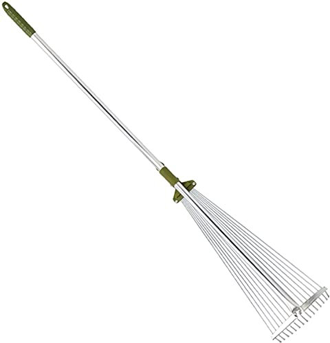 QIANMEI Harke Laubbesen Kleinrechen Gartenrechen für Blätter | Teleskoprasenblatt Rake | für Gartenarbeit, Kultivieren, Lösen von Boden und Verbreitung von Mulch