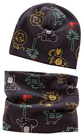 VUCDXOP Baby Kinder Baumwolle Mütze und Schlauchschal Set - Winter Jungen Mädchen Beanie Hüte Halstuch Rundschal Nackenwärmer für Herbst Winter