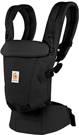 Ergobaby Adapt Babytrage für Neugeborene ab Geburt, 3-Positionen SoftTouch Cotton Ergonomische Babybauchtrage Rückentrage Baby-Tragetasche, Onyx Black