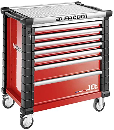 Facom JET.7M4A - Servante JET 7 Tiroirs - 4 Modules par Tiroir - Chariot à Roulettes d'Atelier - Charge Totale Admissible 195kg