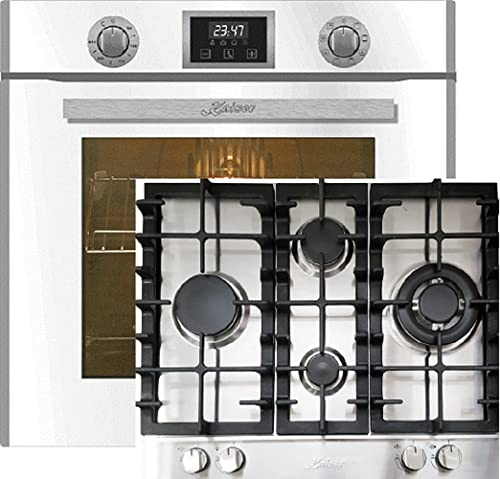 Kaiser Set di fornelli a gas EH 6326 W+KG 6364, Forno elettrico da incasso, Autark, 79L, autopulente, 10 funzioni + piano cottura a gas da incasso, 60 cm, gas naturale