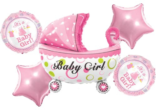DIWULI Baby Girl Ballon Kinderwagen Set Geburt, Rosa Deko