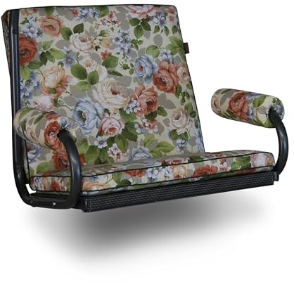 Angerer Freizeitmöbel GmbH Royal Coussin pour balancelle 1 place - Convient pour de nombreuses balançoires hollywoodienne 1 place - Fabriqué en Allemagne - Beige/motif floral multicolore