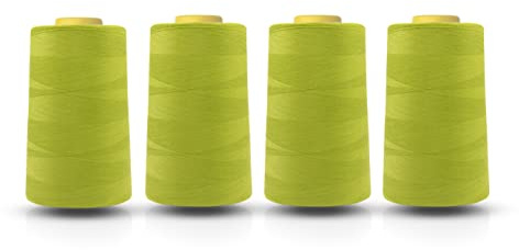 Realm överlockande symaskin polyestertråd x fyra 5 000 meter koner vit svart naturlig marinblå röd grå (lime)