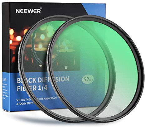 NEEWER 2 Pcs 52mm Black Diffusion Lens Filter Kit, 1/4 & 1/8 Cinematic Effect Filters with Storage Cases, Cleaning Cloths, Multi Nano Coated HD Optical Glass for Video/Vlog/Portrait Shot