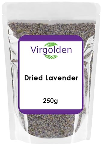 Dried Lavender Flowers 250g by Virgolden -Premium Quality, DIY Beauty, Edible, Lavender Flowers for Tea, Baking, Wedding Decoration Fragrance, Confetti, Potpourri
