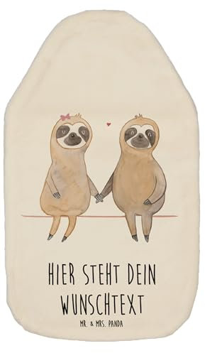 Mr. & Mrs. Panda Personalisierbare Wärmflasche Faultier Pärchen - Weiß