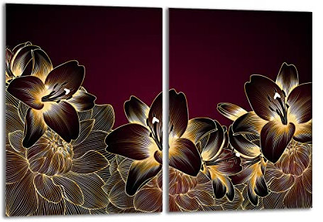 Herdabdeckplatten Set 2x40x52 cm Ceranfeld Abdeckung Glas Spritzschutz Abdeckplatte Glasplatte Herd Ceranfeldabdeckung Deko, Orchidee Braun