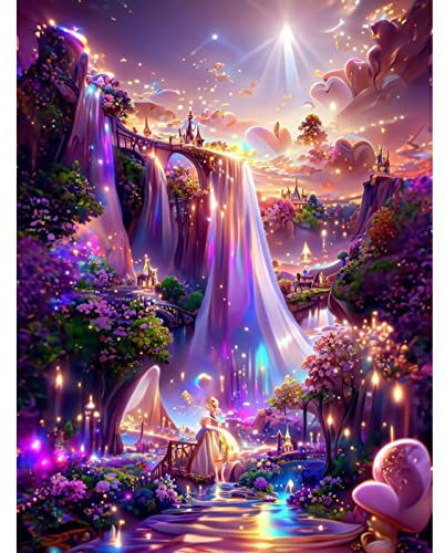DAERLE Diamond Painting Erwachsene Wonderland 5D Diamant Painting Bilder Erwachsene Diamond Painting DIY Diamond Painting Bilder Kinder Diamant Malerei Set 30x40cm für Wanddekorationn Wasserfall