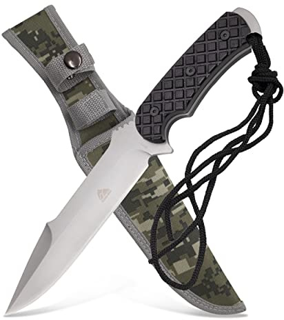 Krollmann Outdoor Messer Groß 31cm – Extrem Robustes Survival Messer & Bushcraft Messer – Full Tang Jagdmesser mit Clip-Point Klinge & Gürteltasche – Profi Fahrtenmesser für Wildnis & Camping
