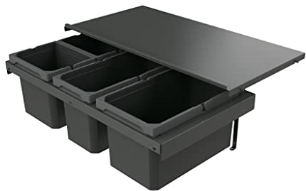 Naber 8013384 Abfallsammler Cox Stand-UP® 250 S/800-4 ohne Biodeckel, anthrazit, 35 (1x13/1x10/2x6) Liter / 80 cm Schrankbreite