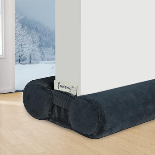 fowong Upgrade Verstellbare Zugluftstopper für Türen 70-90cm,Doppelseitiger Türdichtung Windstopper, Einfache Installation zum Blockieren von Lärm, Zugluft, Licht, Staub,Unterspalte 1.8-5cm,Dunkelgrau