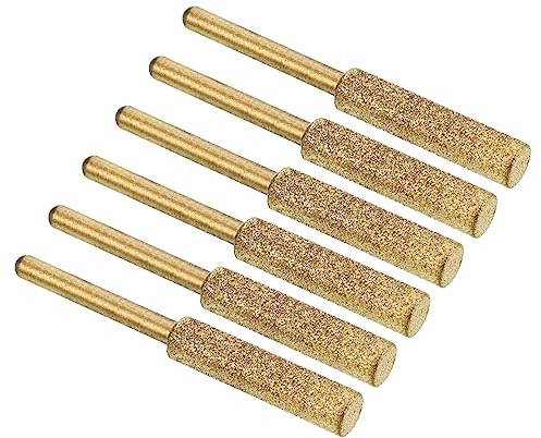 PATIKIL 7/32 Inch Diamond Chainsaw Sharpener, 6 Pack Titanium Plating Sharpening Stone Polishing Grinding File Tool, Golden