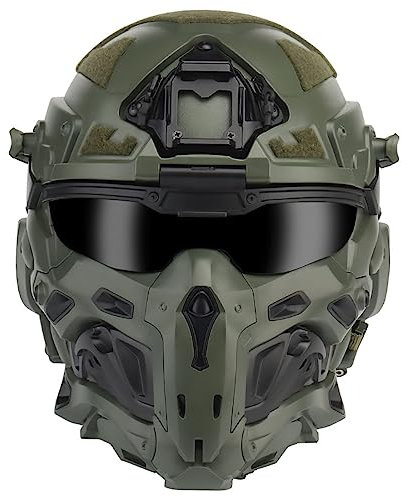 SUNDARE HL-98 Taktischer Helm, Taktischer Helm Militär Schutzausrüstung, Echte CS-Helme mit Kommunikations-Headsets, Anti-Beschlag-Fächer, Auswechselbare Gläser