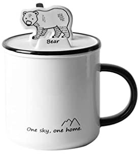 Tazzine Caffè Tazza da Caffè Tazza di Tè Tazza In Ceramica Creativa Con Coperchio, Tazza Da Caffè Grande Da 350 Ml Con Supporto for Cellulare, Tazza Da Caffè Creativa for Bevande Tazzine di Caffe Tazz
