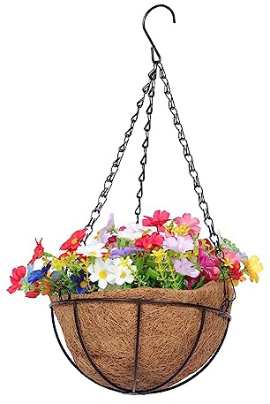 Abaodam Artificial Flower Hanging Basket Outdoor Winter Hanging Baskets Flowers Plants Garden Indoor Outdoor