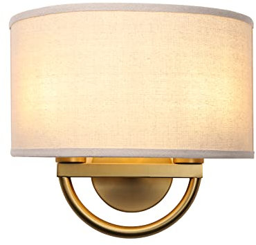 JIMUBEAM Industrial 2-Lights Wall Light Lamps with Linen Fabric Shade, Double Wall Sconce Fixtures Decor for Hallway Bedroom Living Room Bathroom Stairway