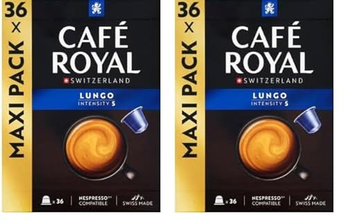 Café Royal Lungo Lot de 72 capsules pour machine à café Nespresso - 5 intensités - Certifié UTZ - En aluminium