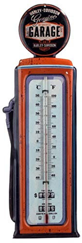 Termómetro de Pared Decorativo de Metal Surtidor Gasolina Garaje. Accesorios Jardín. Cuadros y Apliques. Decoración Hogar. Regalos Originales. 14 x 1 x 47,50 cm