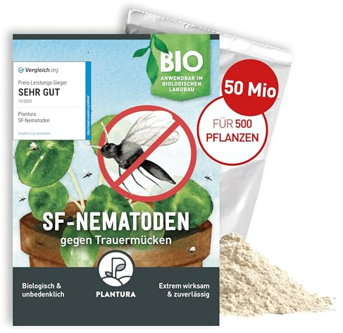 Plantura SF-Nematoden gegen Trauermücken, zum Gießen, hochwirksam & biologisch, Nützlinge aus Deutschland, 50 Mio für 50 m²/ ca. 500 Pflanzen
