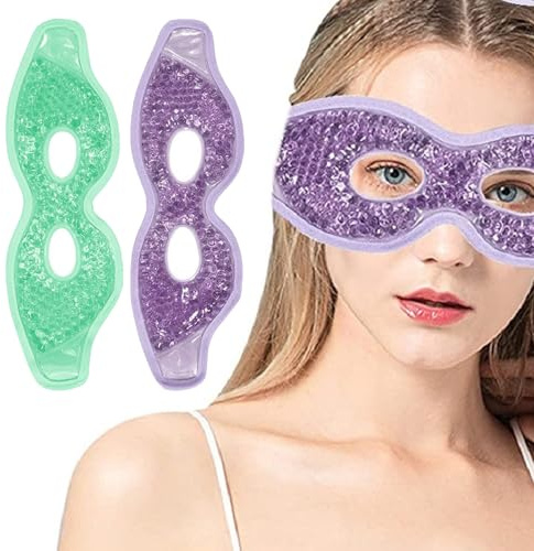 Augenmaske Kühlend, 2 Stück Gesicht Kühlbrille, Augen Kühlpads mit Gelperlen Cooling Eye Mask für Heiße Kältetherapie Geschwollene und Müde Augen