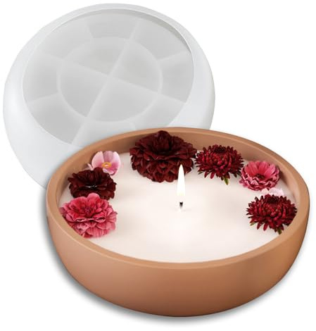 Wehous Molde de resina de cuenco grande, moldes de silicona redondos de 8.2 pulgadas para cemento de resina, molde de almacenamiento de contenedores grandes, soporte de joyas, molde organizador de