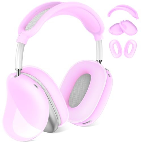 per AirPods Max Cover Cuffie Clear Morbido TPU Silicone Ear Cups Cover Custodia Ear Pad Cover Archetto per AirPods Max Accessori Protezione antigraffio a prova di sudore per Apple AirPods Max Pink