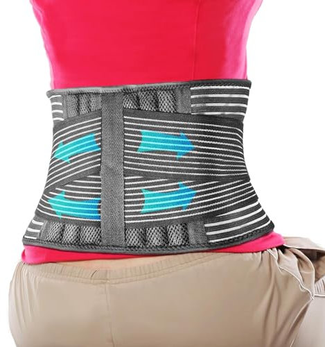 FESAS Breathable Back Brace with Lumbar Pad - Support Belt for Lower Back Pain Relief, Suitable for Women & Men, Ideal for Herniated Disc & Sciatica(Large/X-Large)