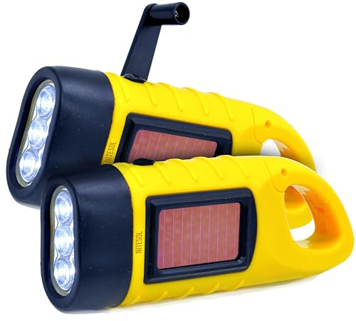 Nitesol Wind Up LED Solar Camping Car Torch (Pack of 2) with Carabiner and Hook