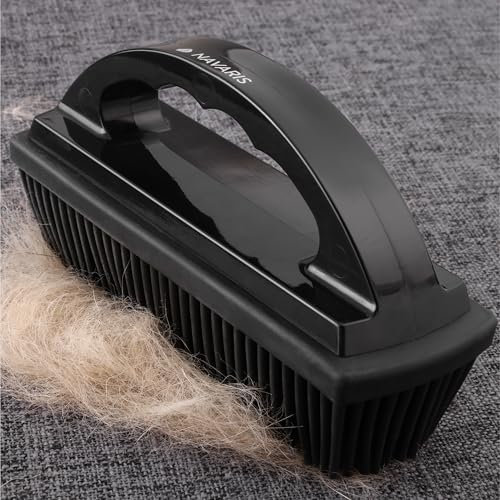 Navaris Pet Hair Remover Brush - For Multiple Surfaces Including Furniture, Carpets, Clothes - Dog and Cat Quick Easy Fur Remover with Handle - 15.5 x 8.5 x 5cm (6.1 x 3.3 x 2)
