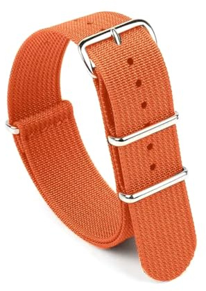 Ateldooly Uhrenarmband, 18mm, 20mm, 22mm, geripptes Nylon-Uhrenarmband für Militär-Stoffgürtel, B-Orange Silber, 18mm
