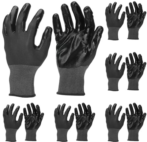 PATIKIL Guanti Da Lavoro Con Rivestimento In Nitrile 6 Paia Guanti Antiscivolo Da Giardinaggio Senza Cuciture Con Presa Per Uomini Donne Magazzino Nero Taglia XXL