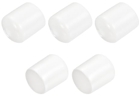 sourcing map 5pcs Rubber End Caps 23mm ID Vinyl PVC Round Tube Bolt Cap Cover Screw Thread Protectors White